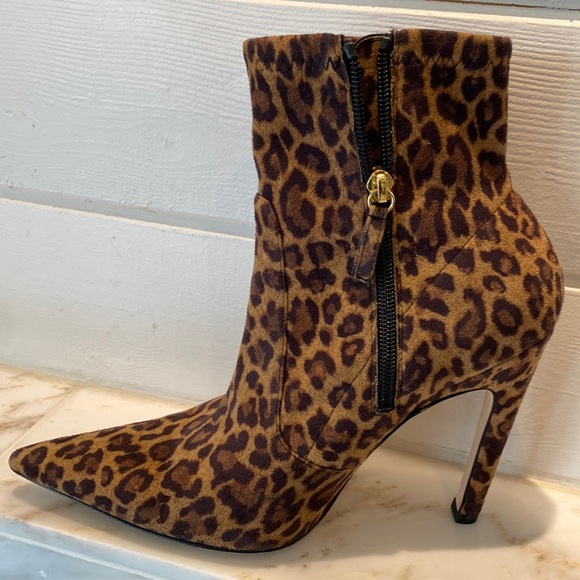 Good American 110mm Icon Faux Suede Leopard Stiletto Ankle Boots Size 8.5 - Picture 7 of 14